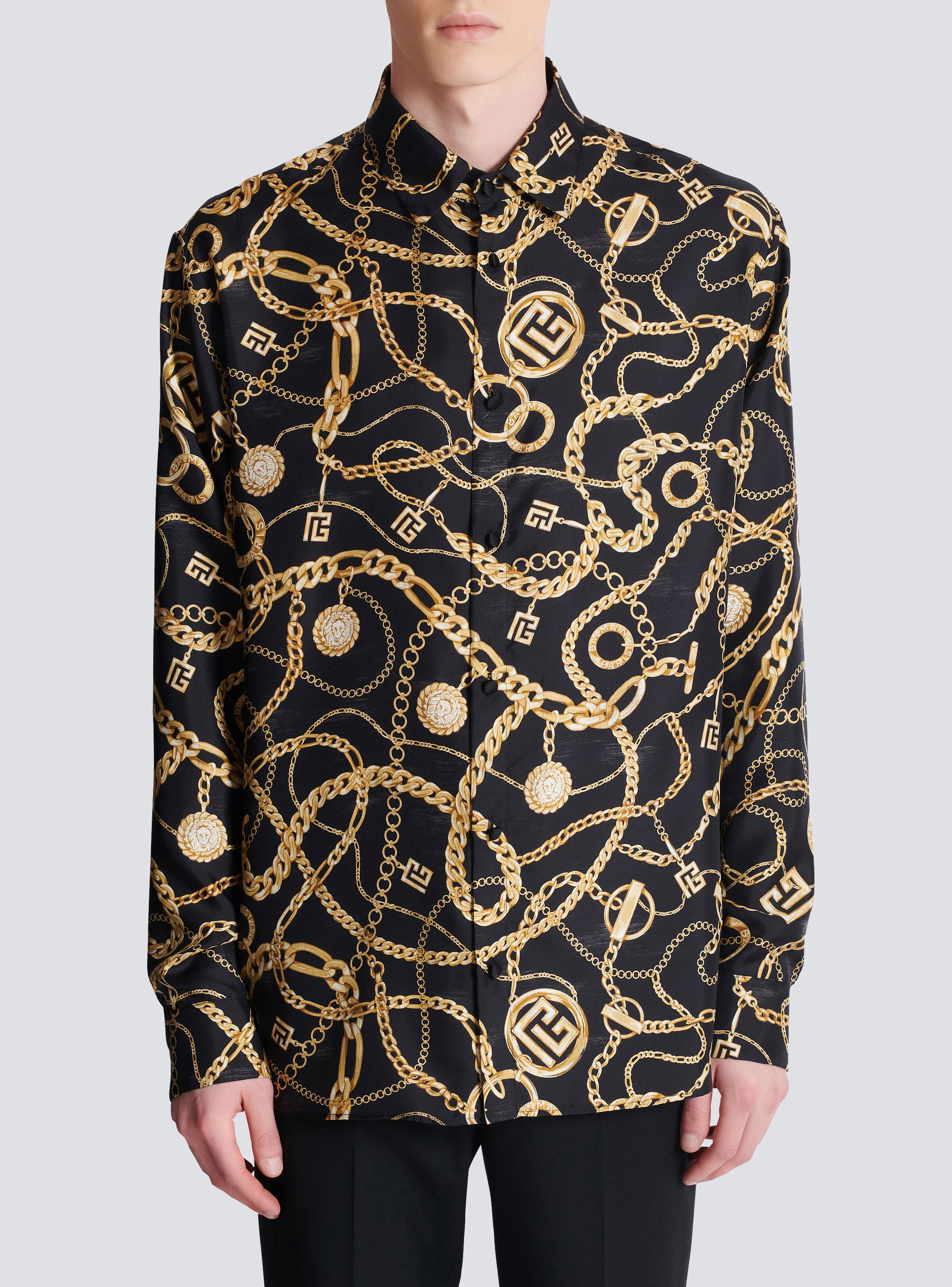 Printed silk shirt with Chaînes pattern - 5