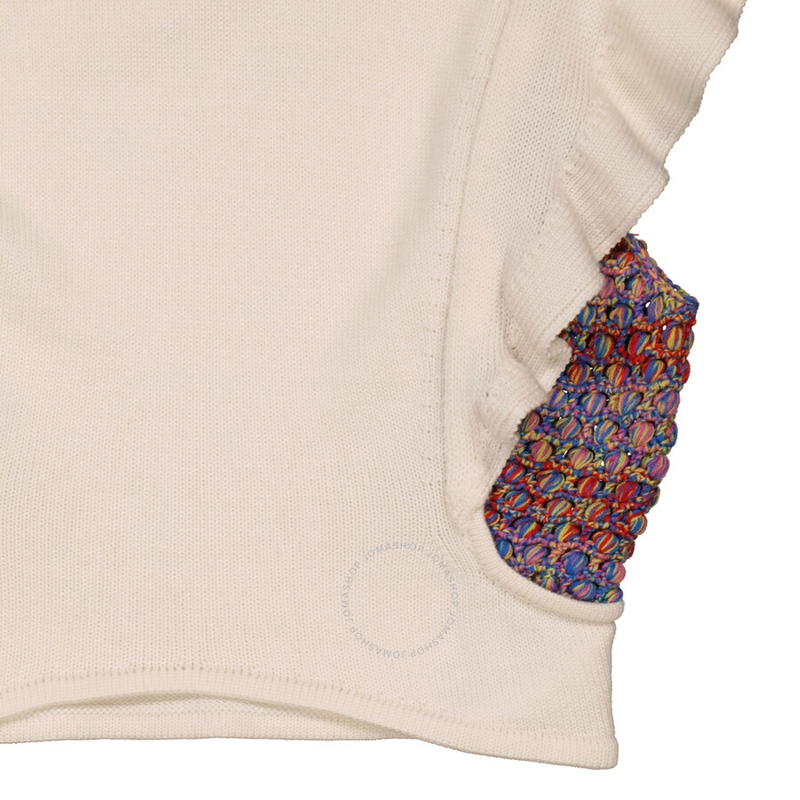 Chloe Ladies Brilliant White Cropped Knit Top - 7