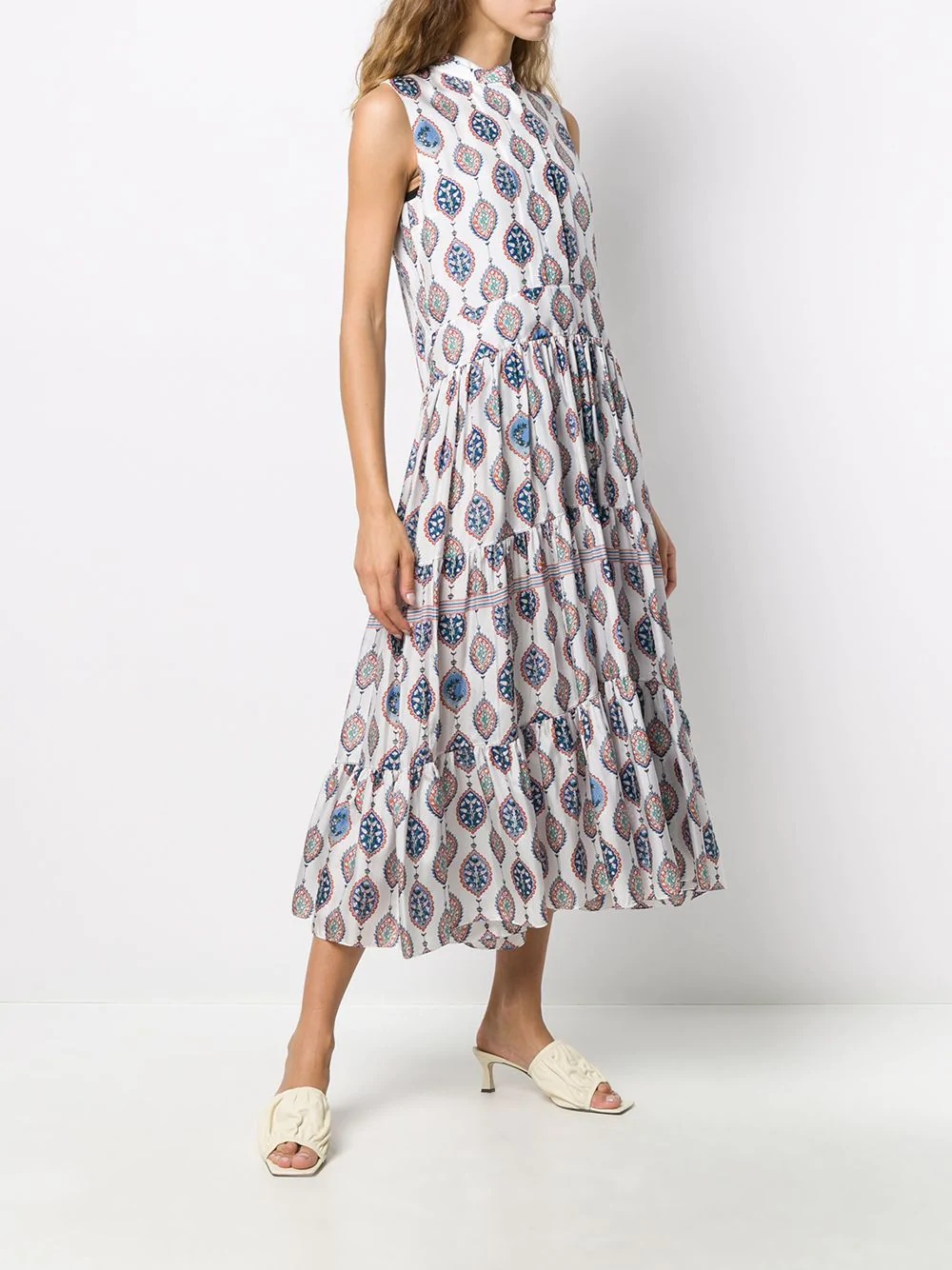 Ceramic print tiered shirtdress - 3