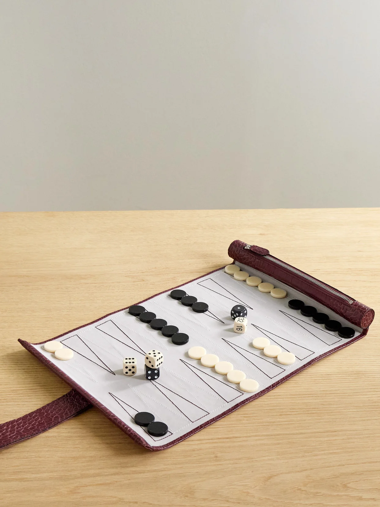 Croc-effect Leather Backgammon Roll - 1