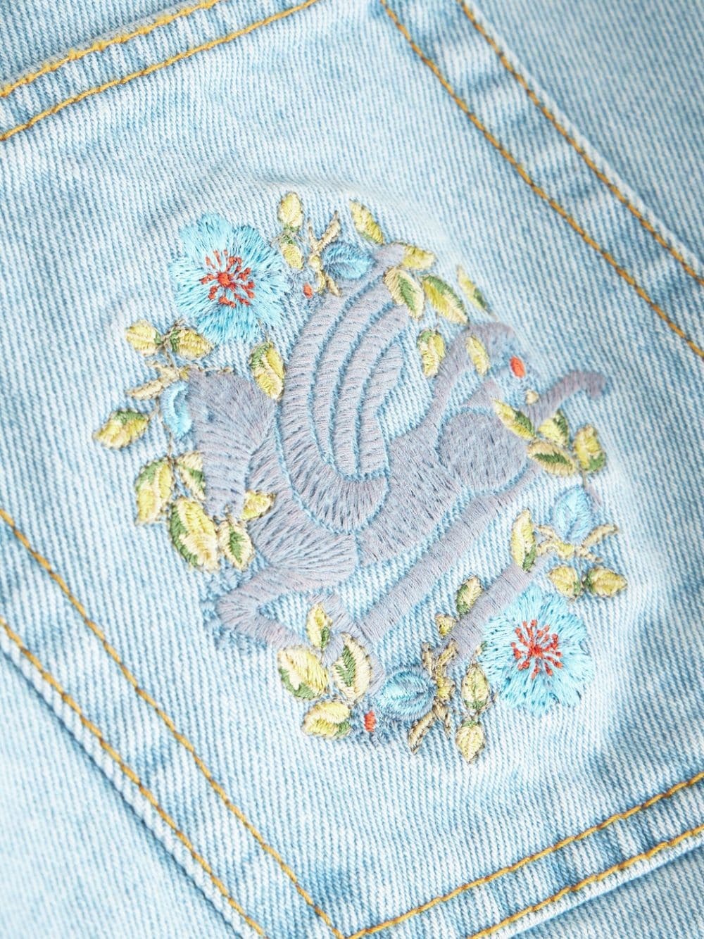 logo-embroidered denim bermuda shorts - 6