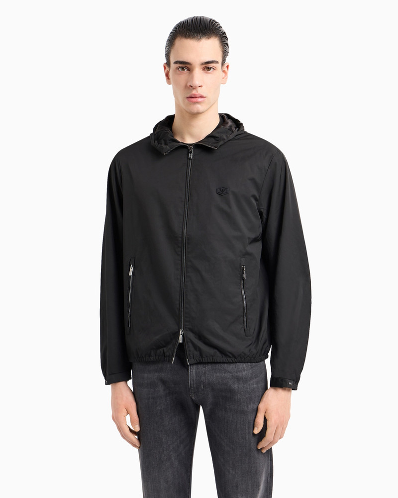 EMPORIO ARMANI Hooded, water-repellent nylon blouson with logo patch outlook