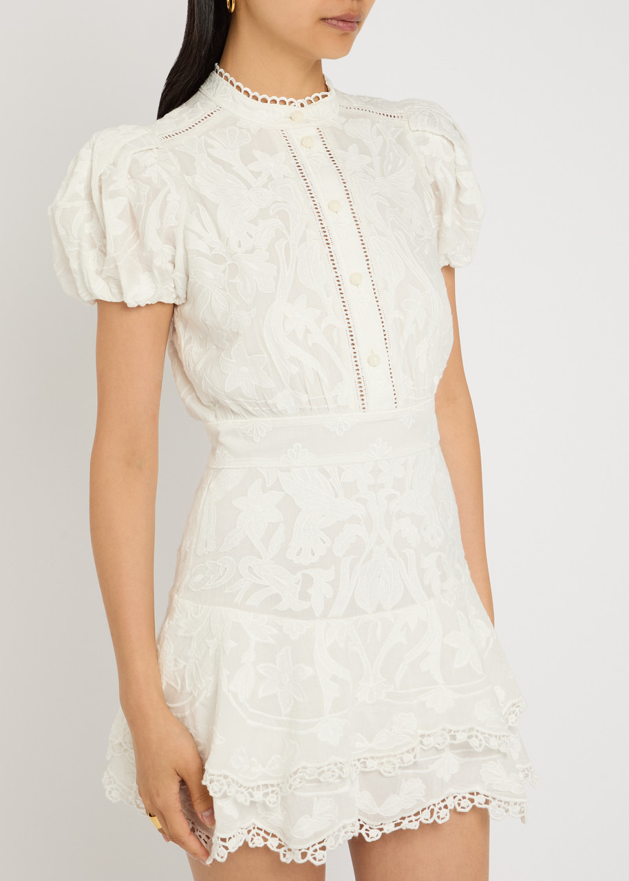 Alice + Olivia Loryn Floral-embroidered Cotton Mini Dress - 2