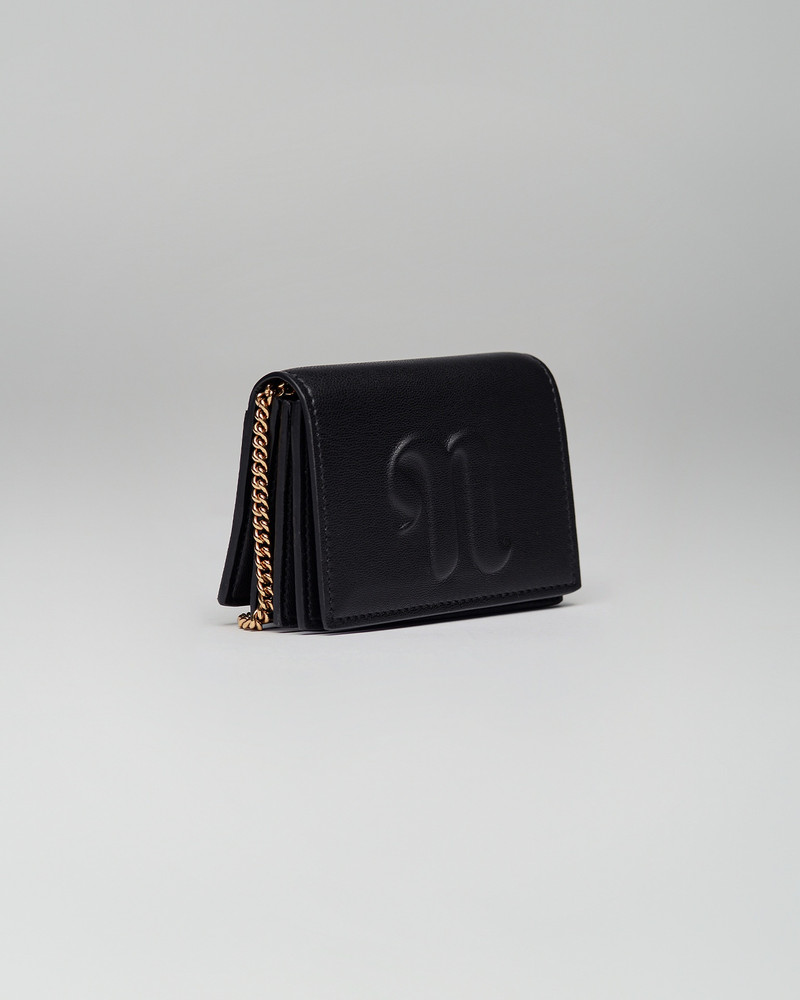 Nanushka KINGSLEY CHAIN - Vegan leather card holder - Black outlook