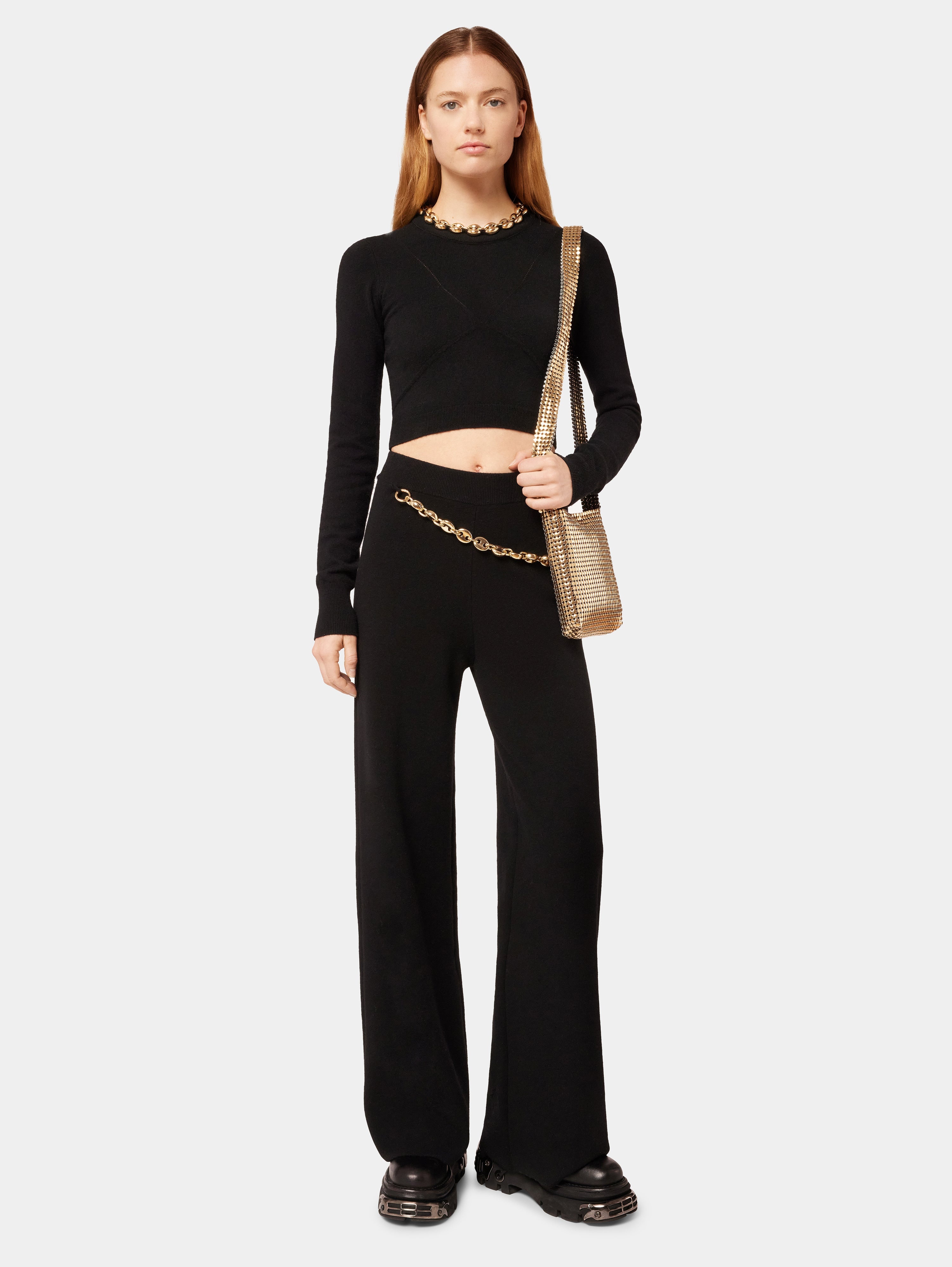 BLACK TROUSERS WITH EIGHT GOLD LINKS CHAIN - 2