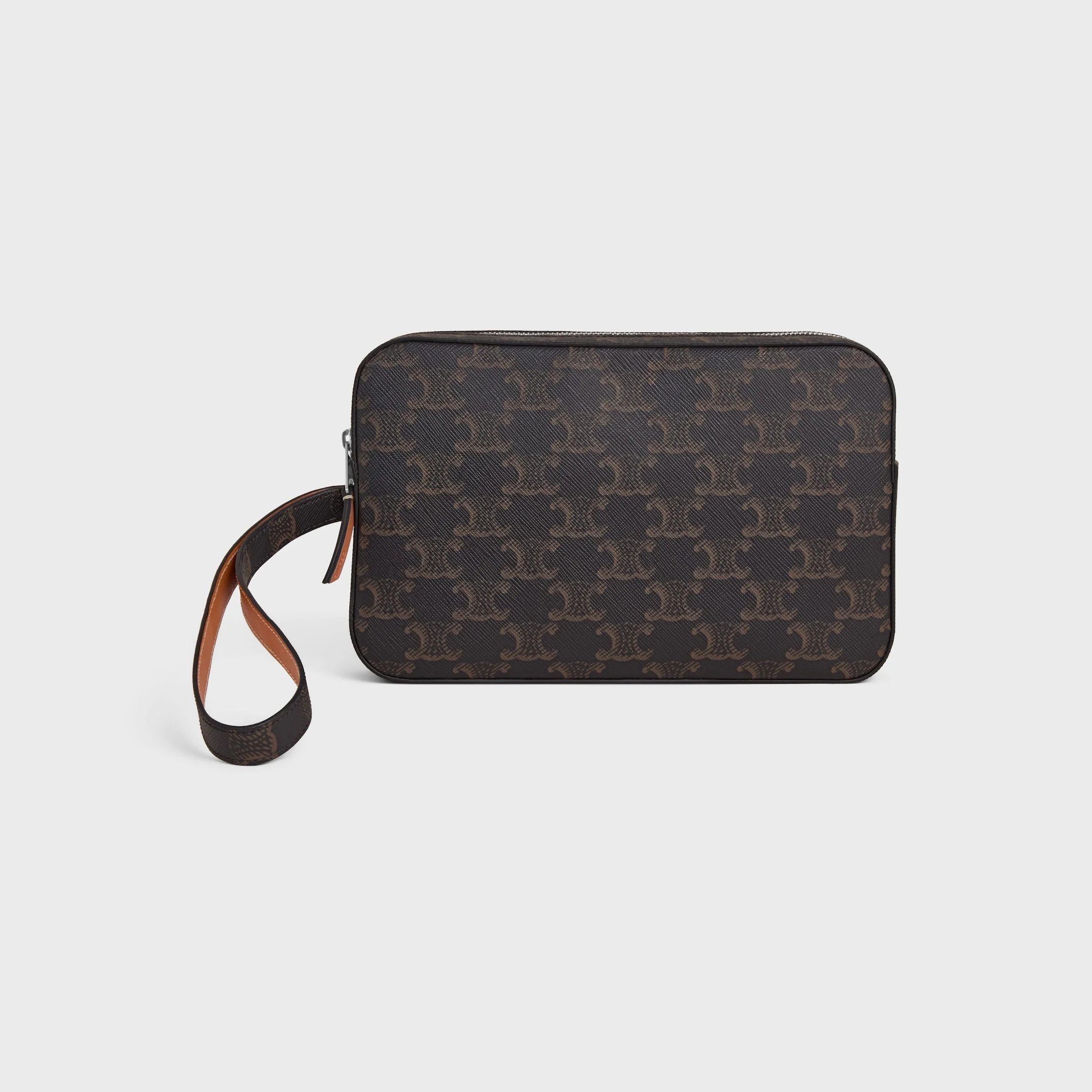 POUCH WITH STRAP IN TRIOMPHE CANVAS AND CALFSKIN - 1