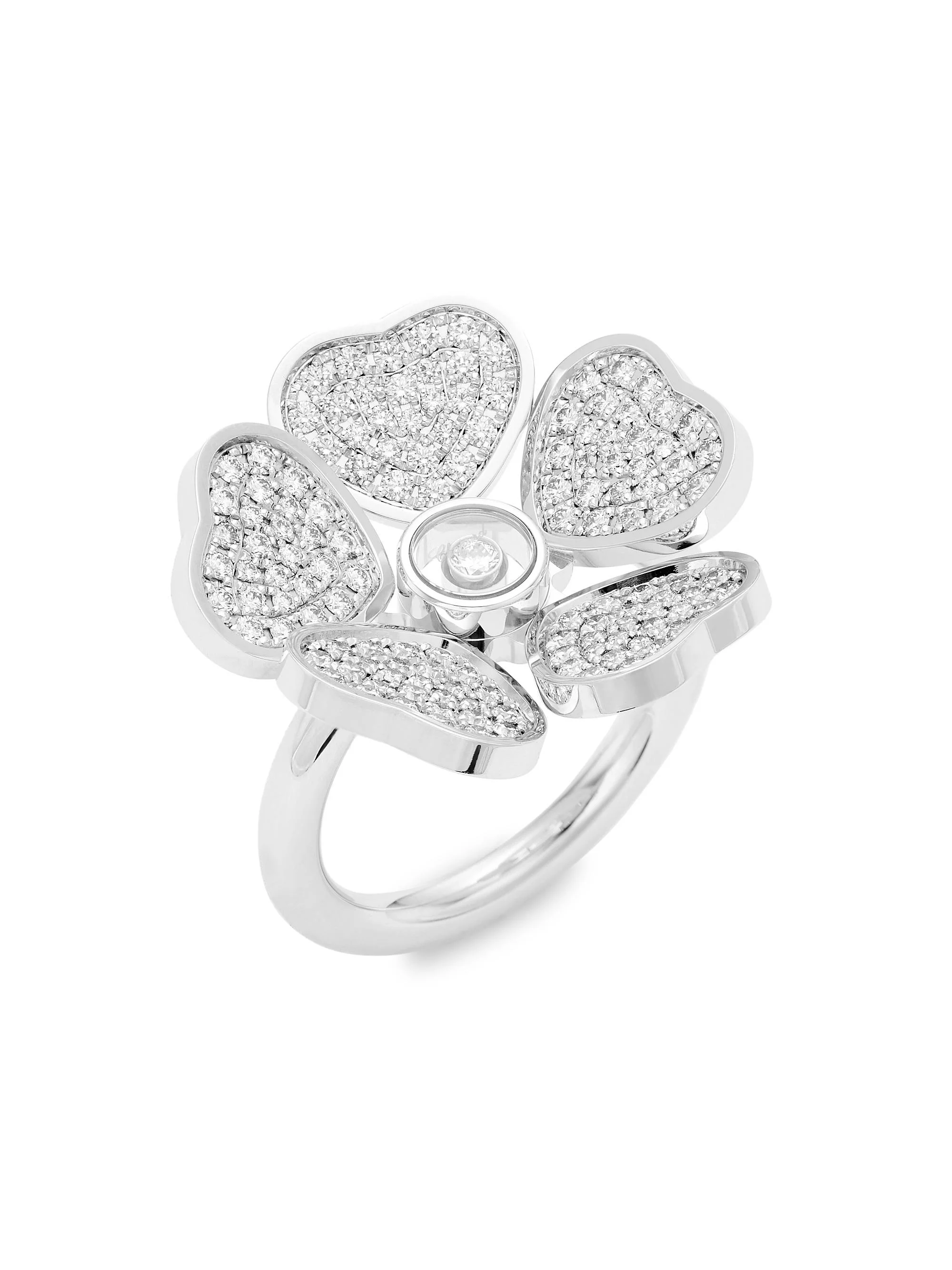 Women's Happy Hearts Flowers 18K White Gold & Diamond Ring - 1