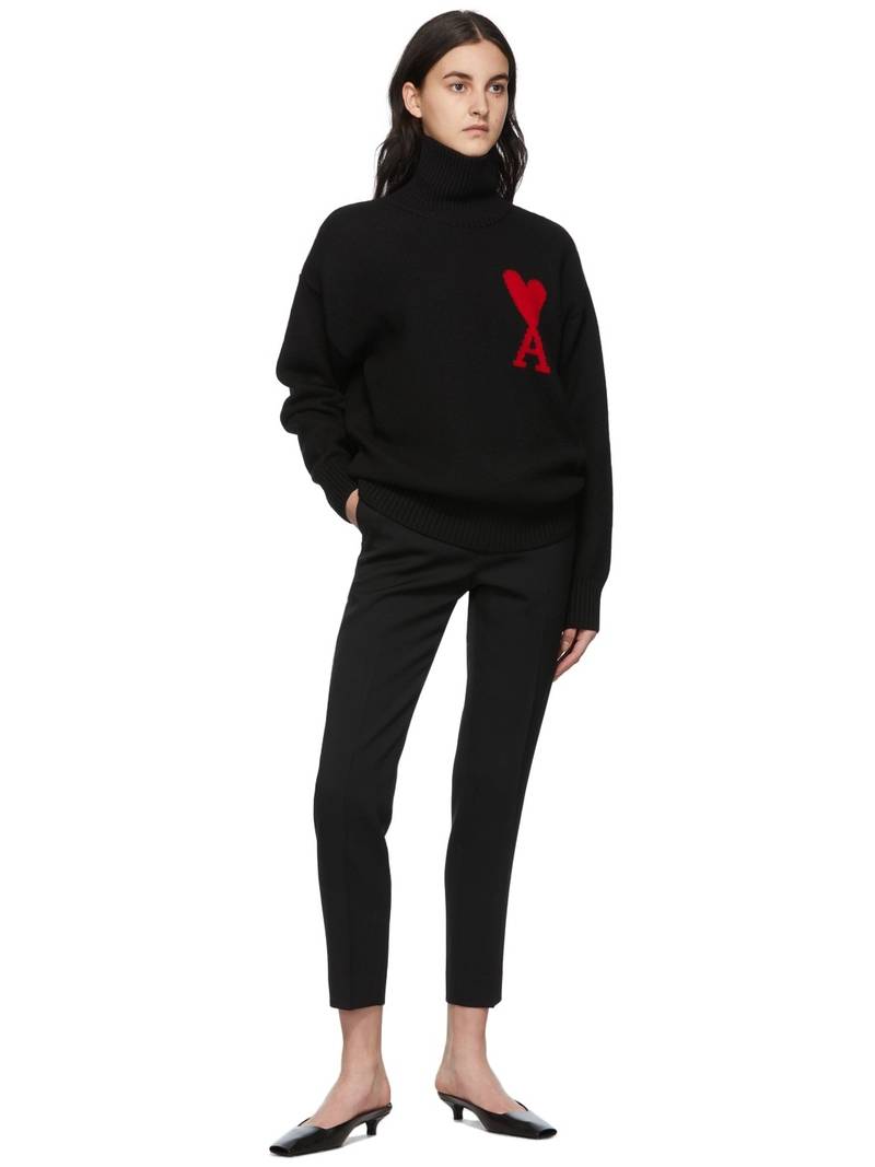 AMI Paris Black Cigarette Fit Trousers outlook
