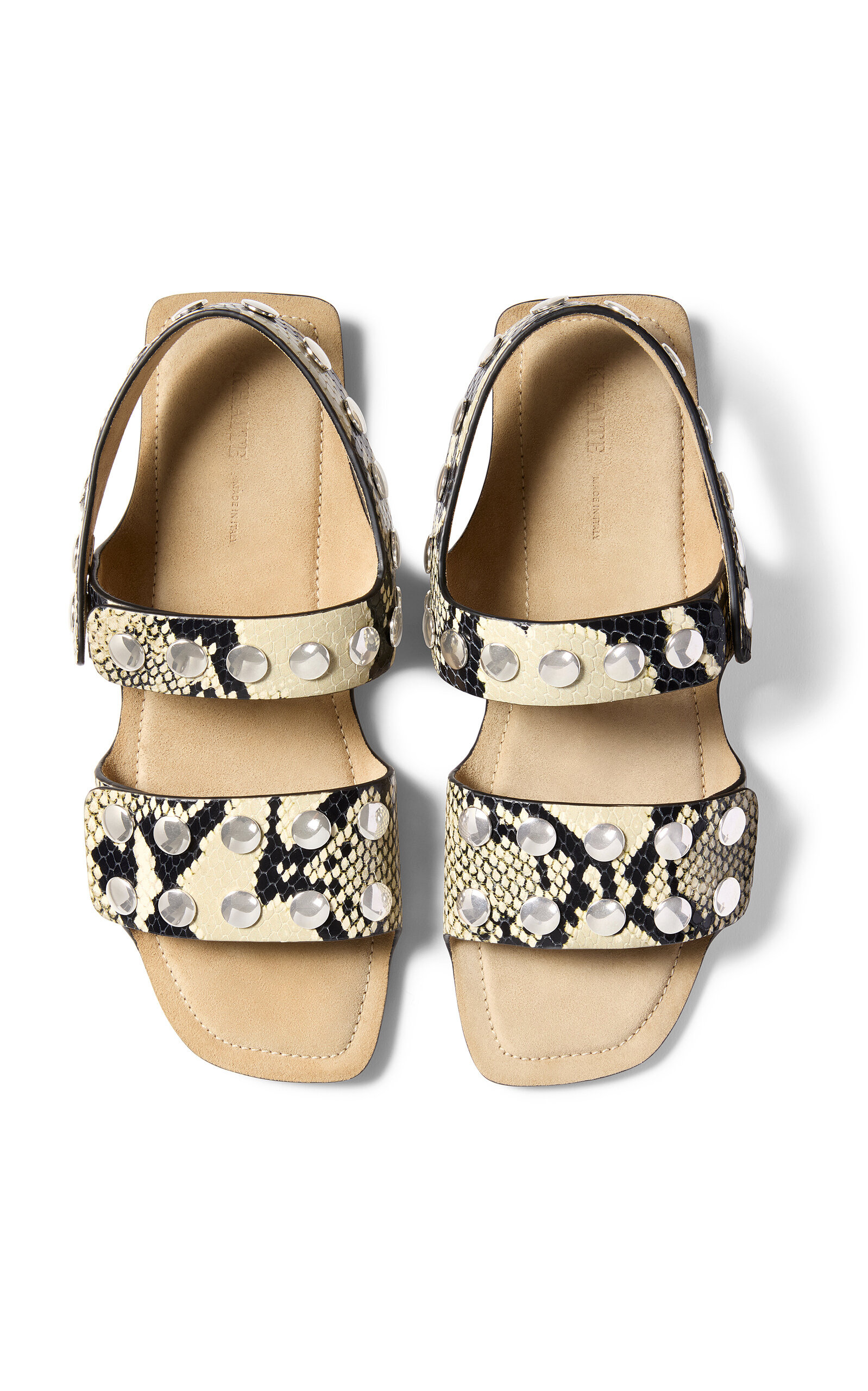 Boden Silver Studded Python-Effect Leather Sandals python - 3