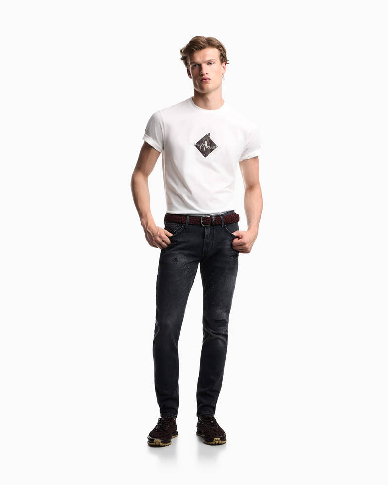 FIVE-POCKET JEANS SLIM FIT DISTRESSED WITH PAINT SPLATTERS 2