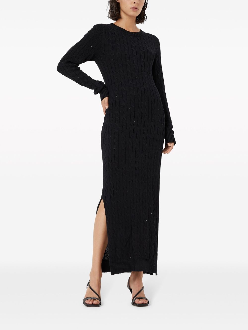 sequin-embellished cable-knit dress - 3