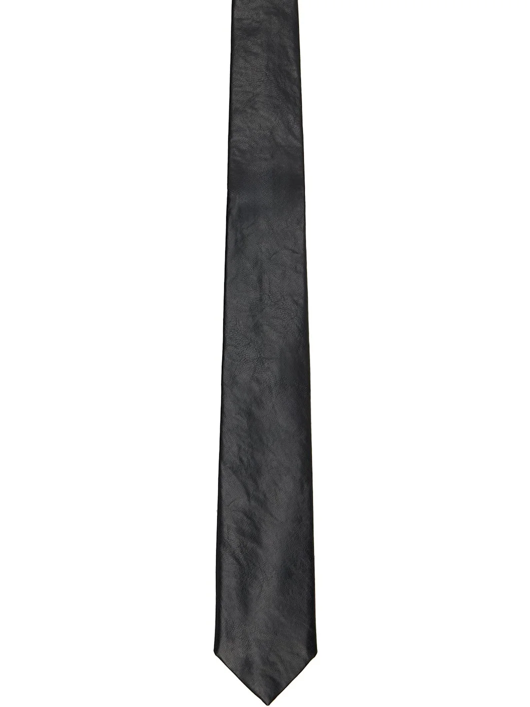 Black Real Fake Leather Tie - 1