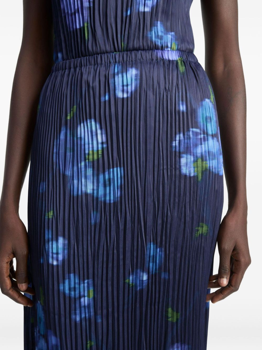 Poppy Blur pleated floral midi skirt - 4