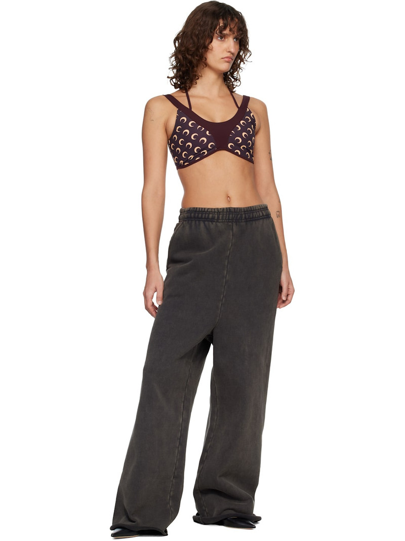 Marine Serre Burgundy Athleisure Moon Printed Bralette outlook