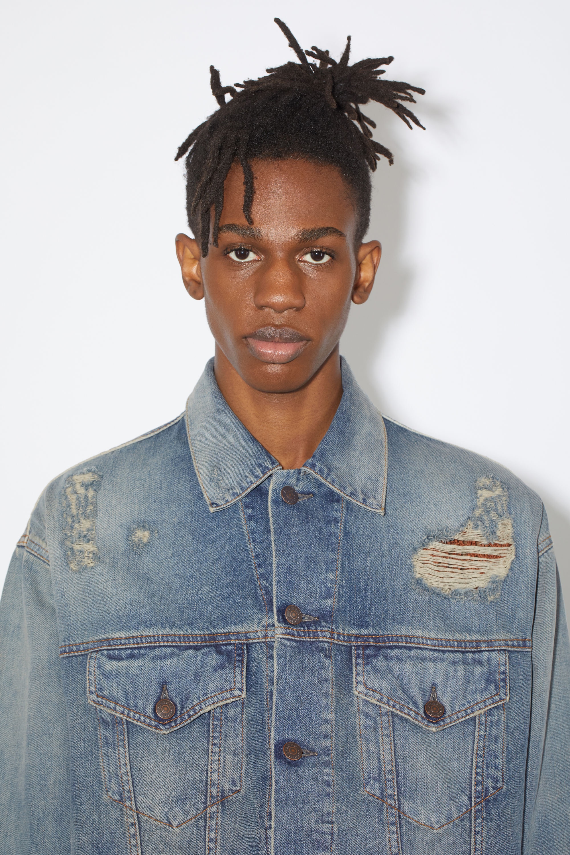 Destroyed relaxed denim jacket - Detroit - Mid blue - 5