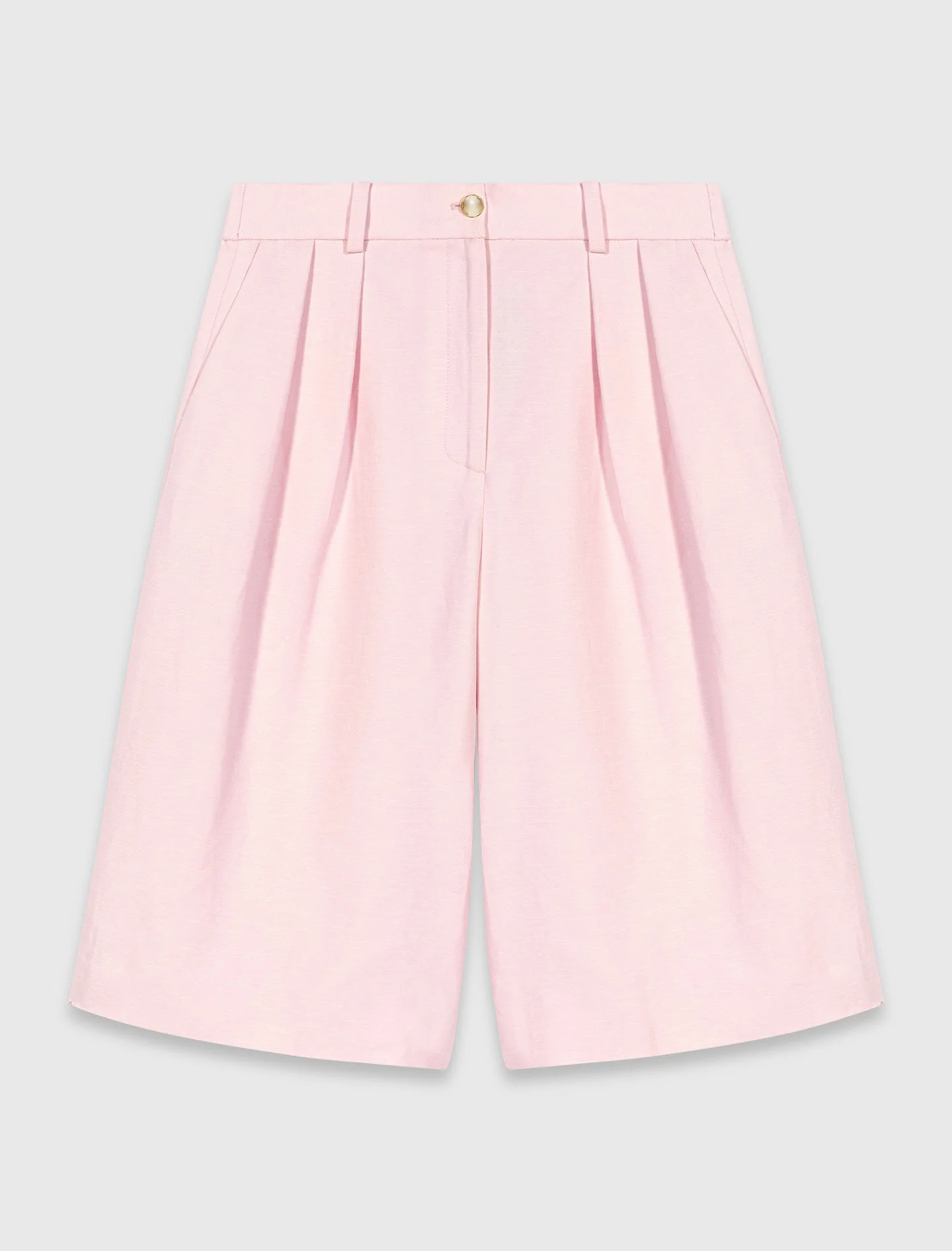 Pleated linen blend Bermuda shorts - 1