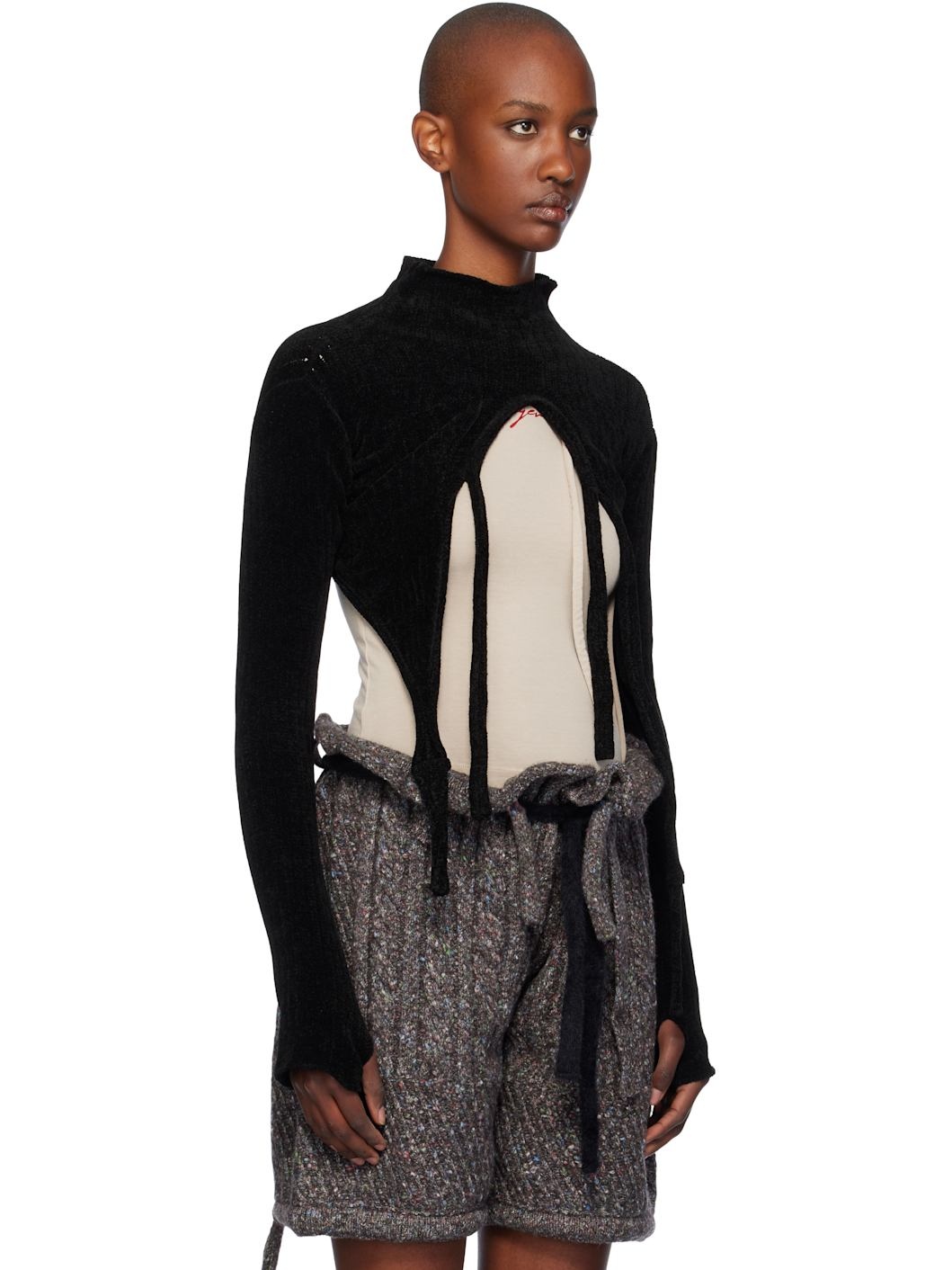 SSENSE Exclusive Black Knit Strap Long Sleeve Sweater - 2