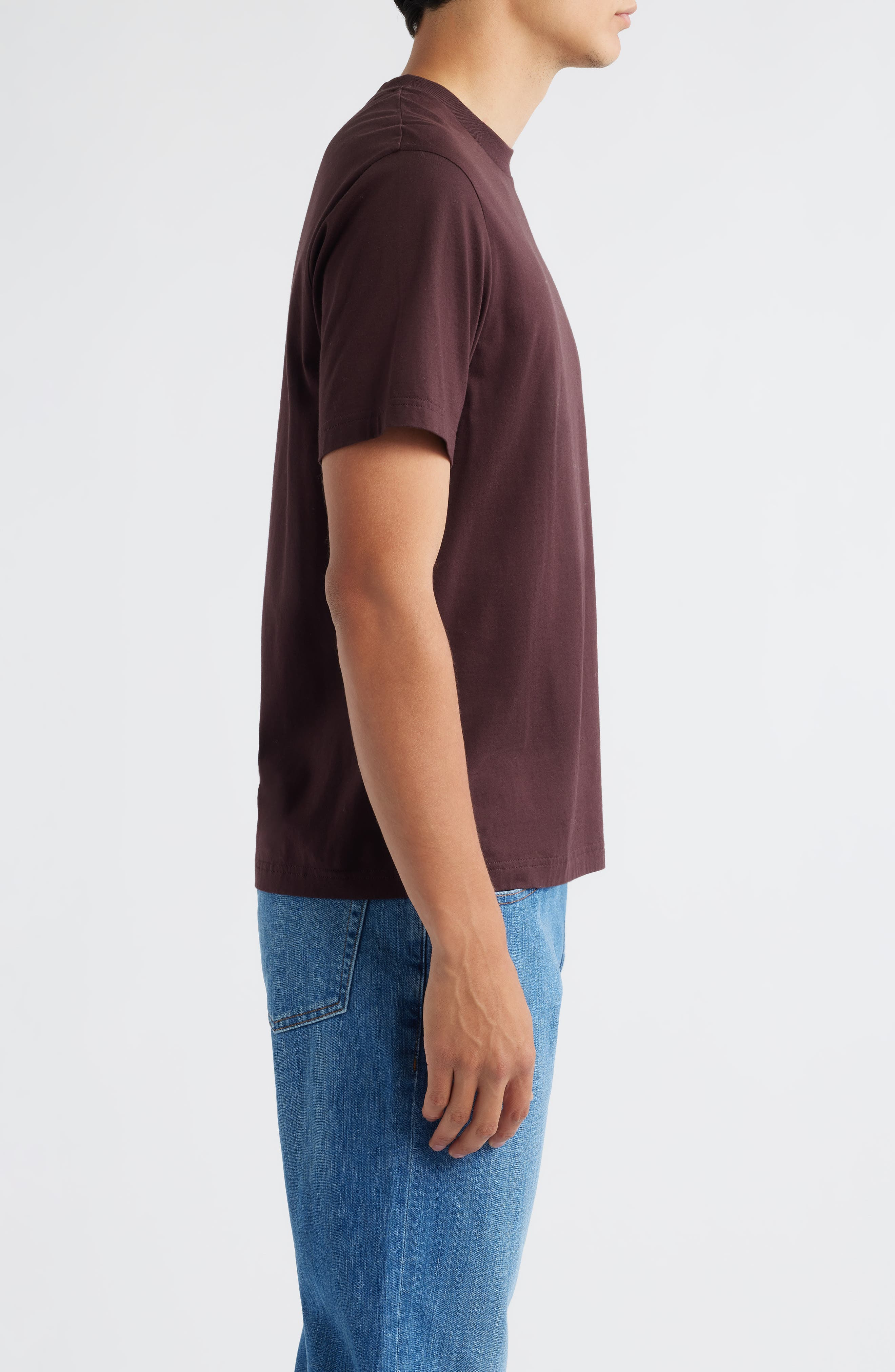 FRAME Short Sleeve Light Cotton Tee in Burgundy at Nordstrom - 3