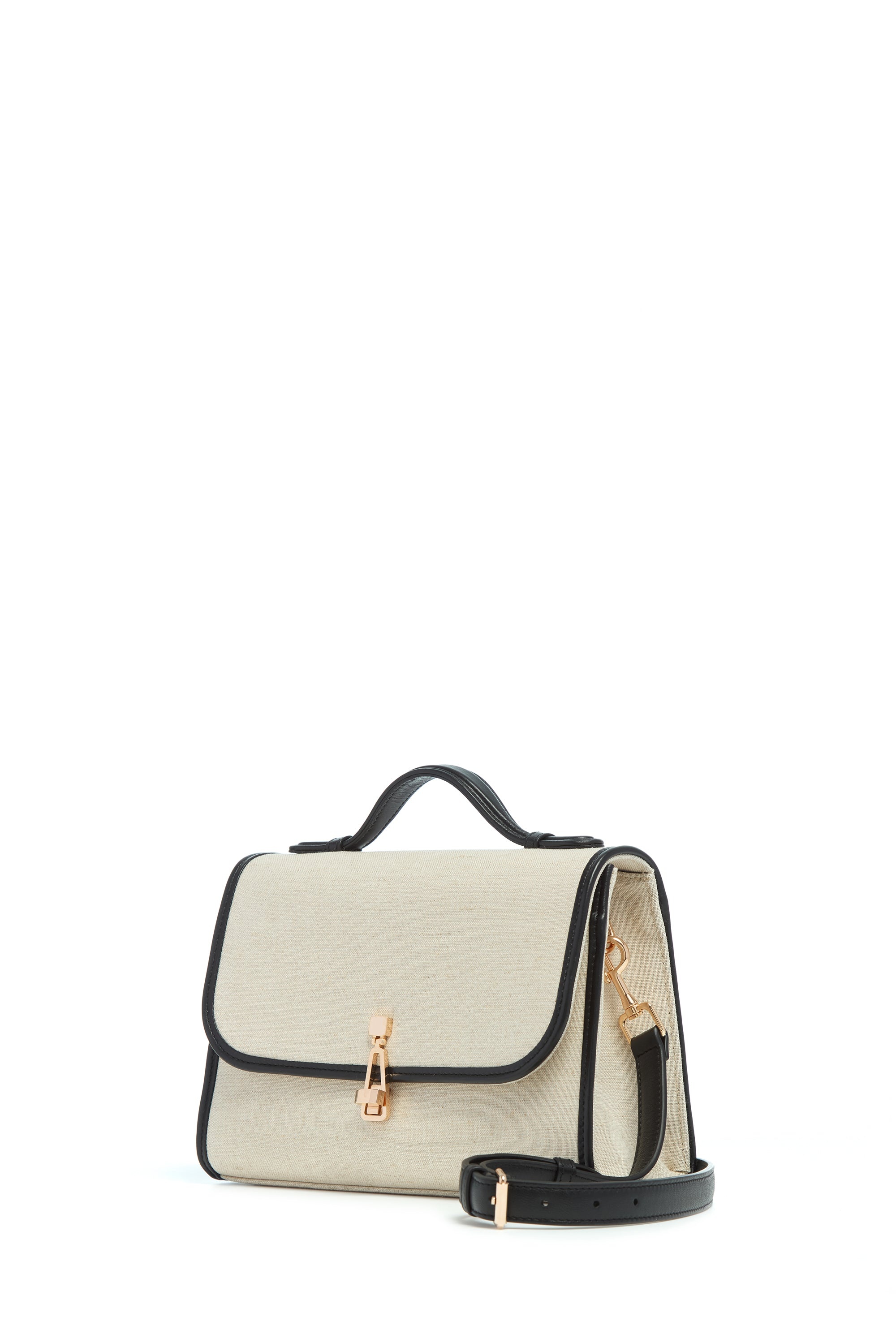 Medium Leonora Flap Bag in Beige Linen - 3