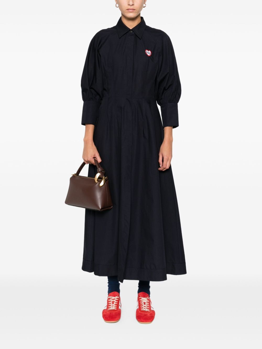 heart-embroidered puff-sleeve dress - 2
