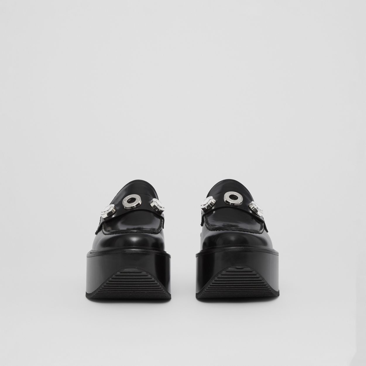 Logo Detail Leather Platform Loafers - 4