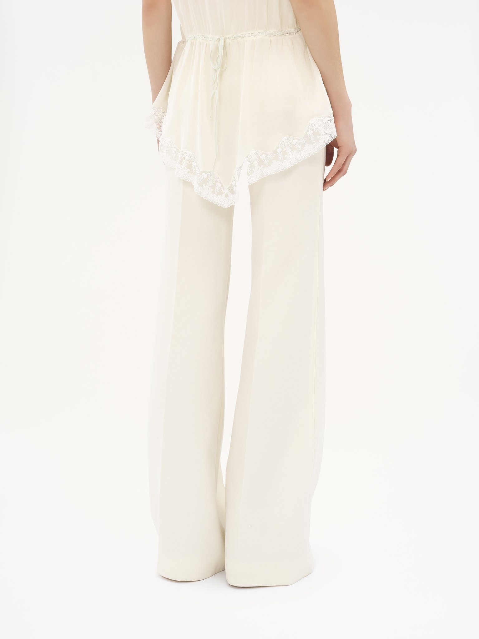 HIGH-RISE FLARED PANTS IN WOOL GRAIN DE POUDRE - 6