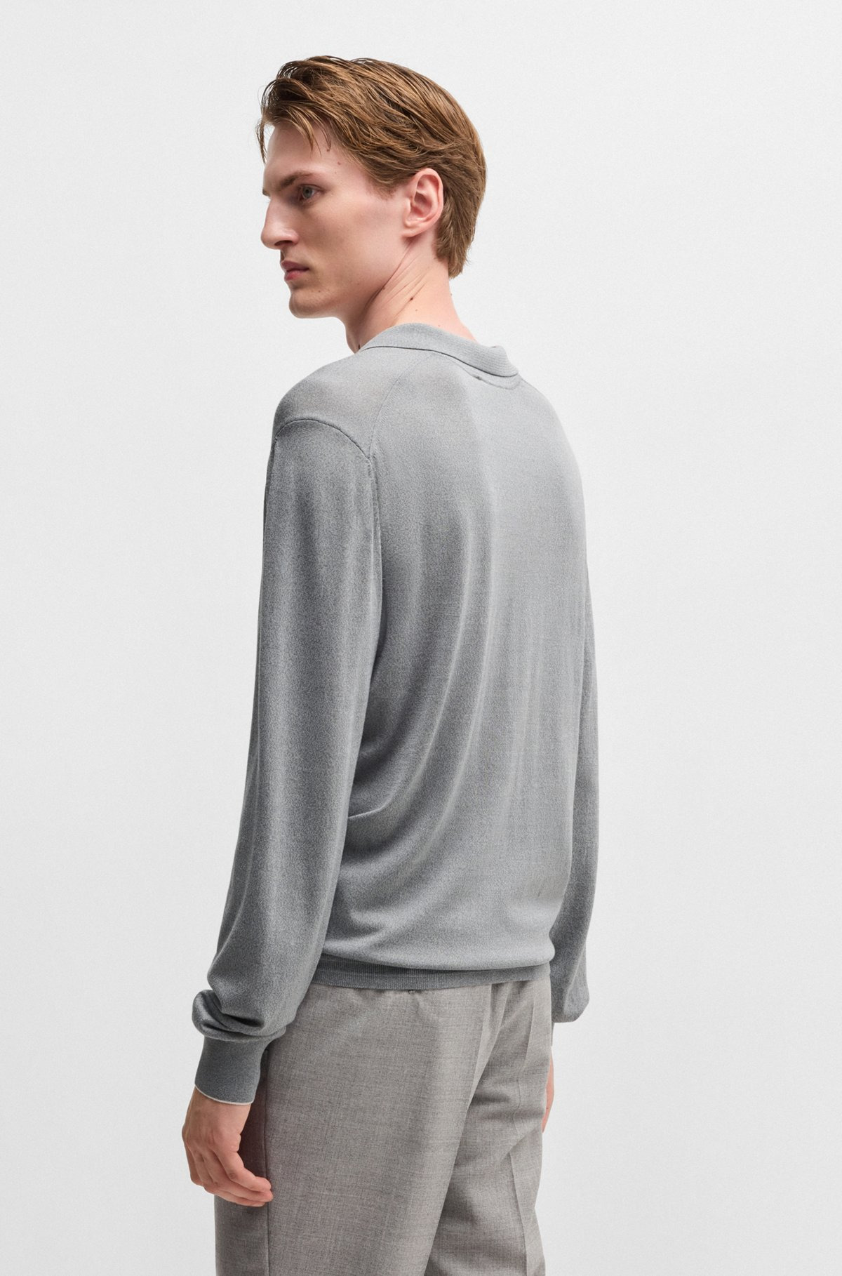 JOHNNY-COLLAR REGULAR-FIT SWEATER IN SILK AND COTTON - 5