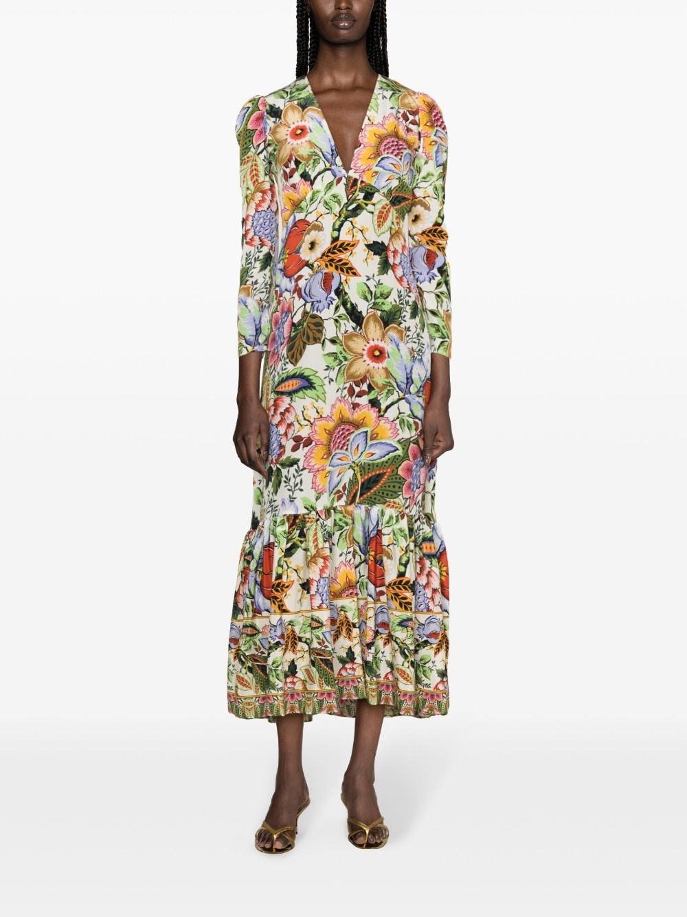 botanical-print silk maxi dress - 2