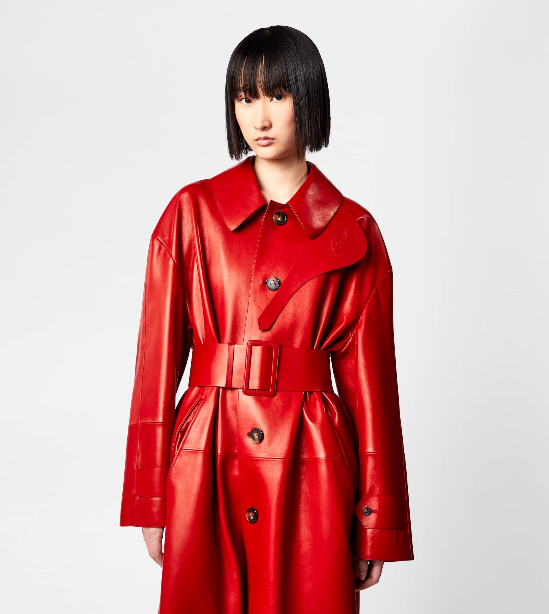 TRENCH COAT IN LEATHER - RED - 7