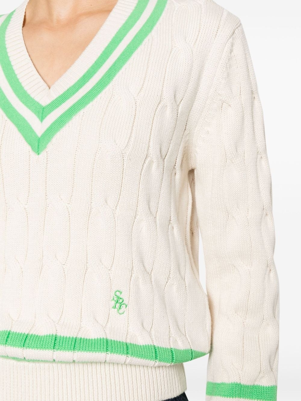 cable-knit cotton jumper - 5