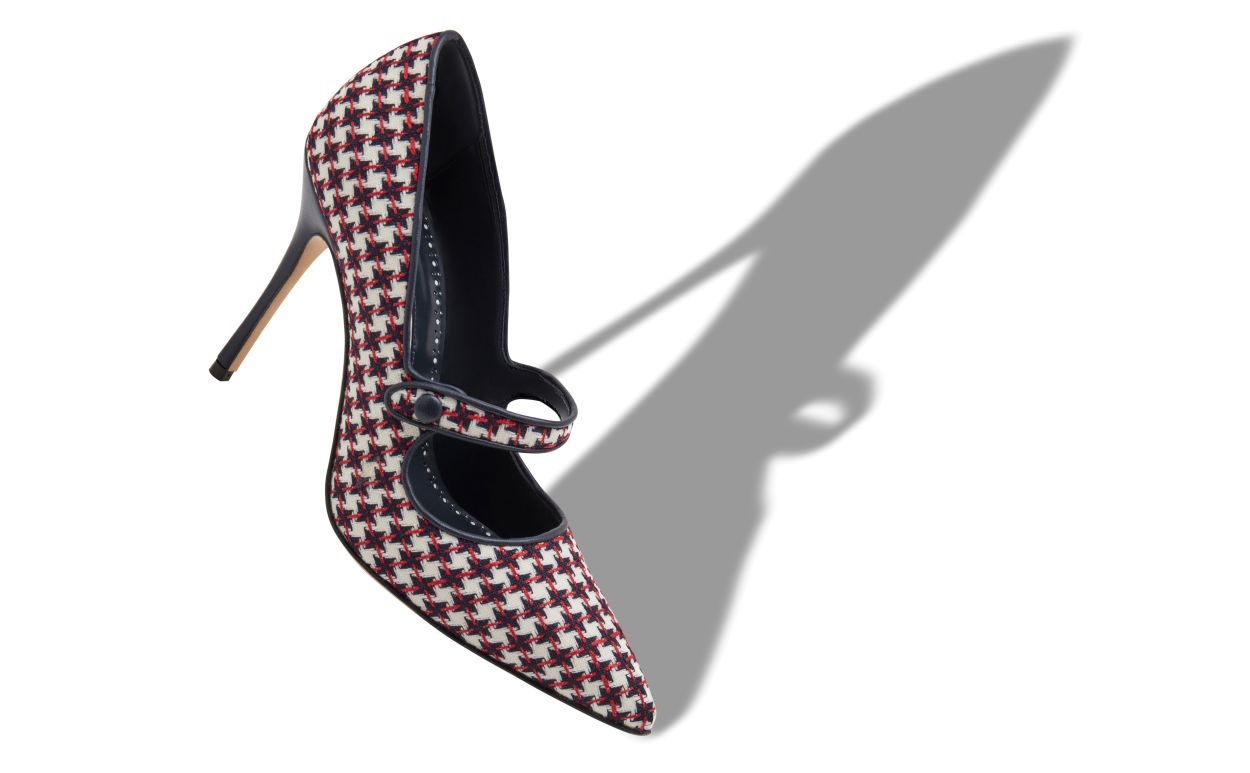 Black Wool Dogtooth Mary Jane Pumps - 2
