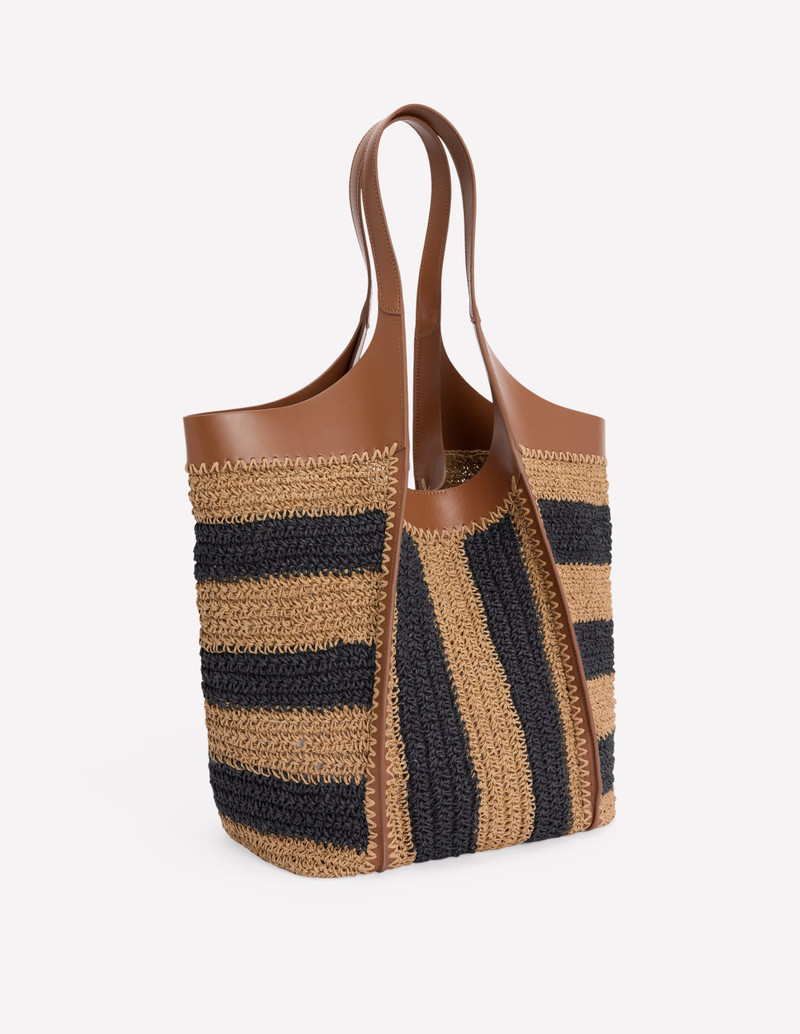 Straw Tote-Navy/Natural Stripe 4