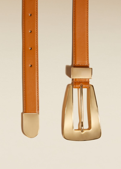 KHAITE The Lucca Belt in Nougat Leather with Gold outlook