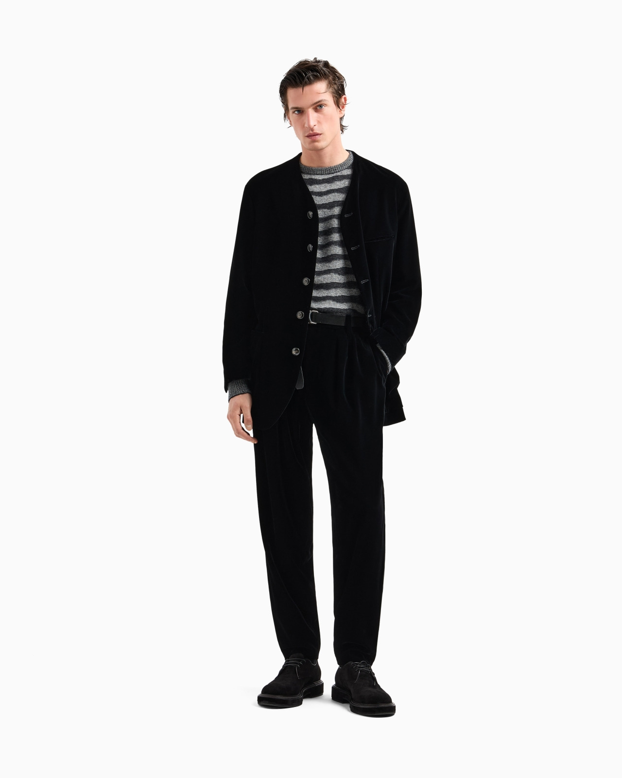 HERITAGE LINE SINGLE-BREASTED VELVET JACKET - 2