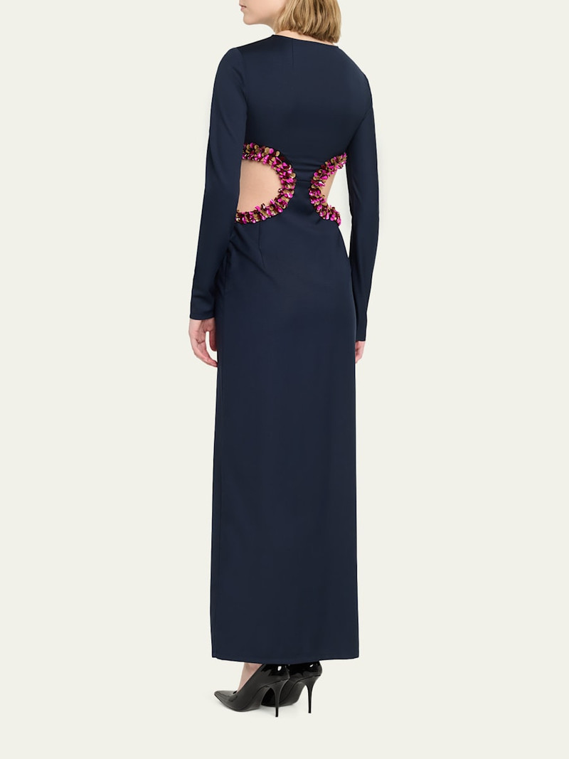 Helm Embellished Cutout Long-Sleeve Maxi Dress 3