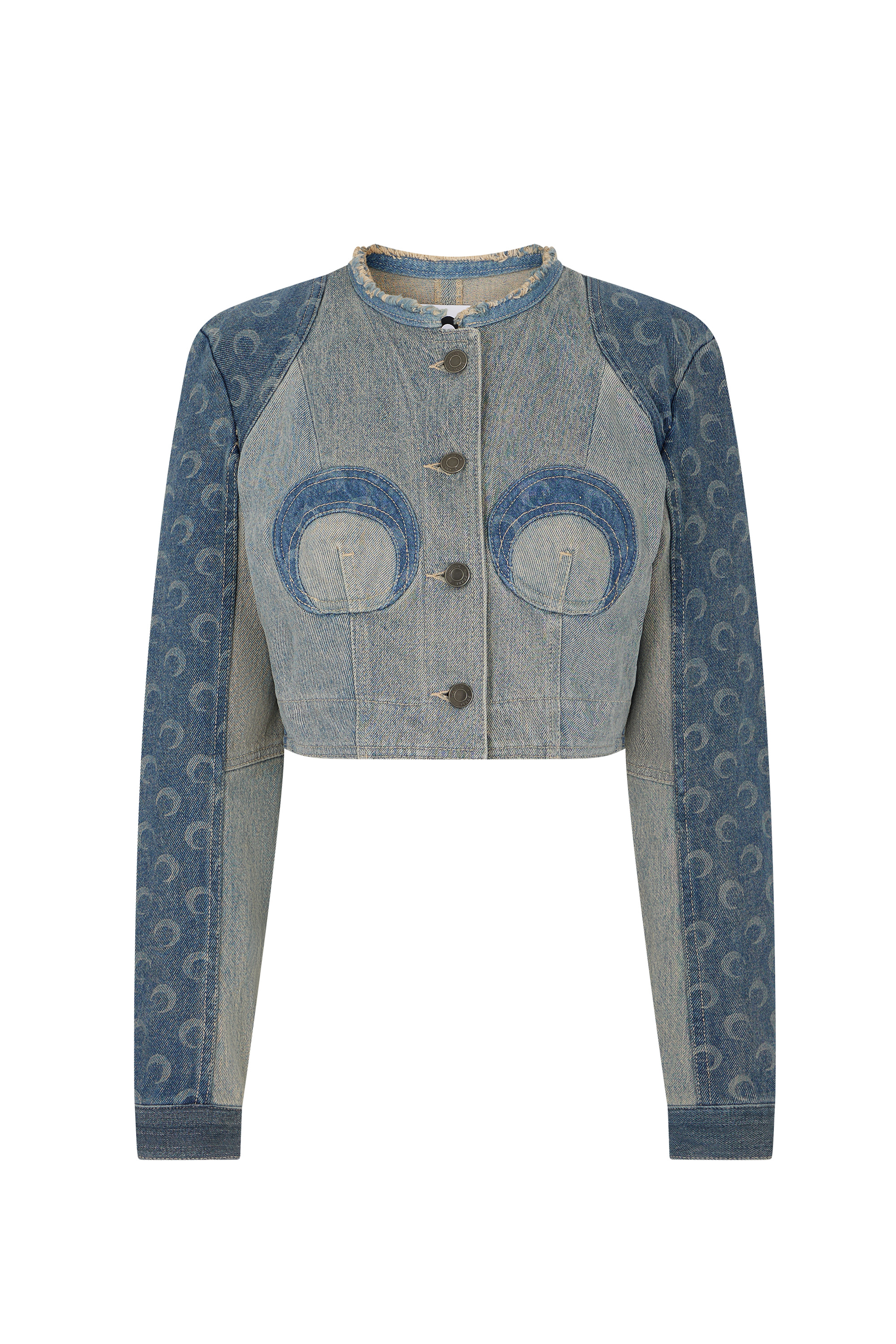 Regenerated Denim Cropped Jacket - 1