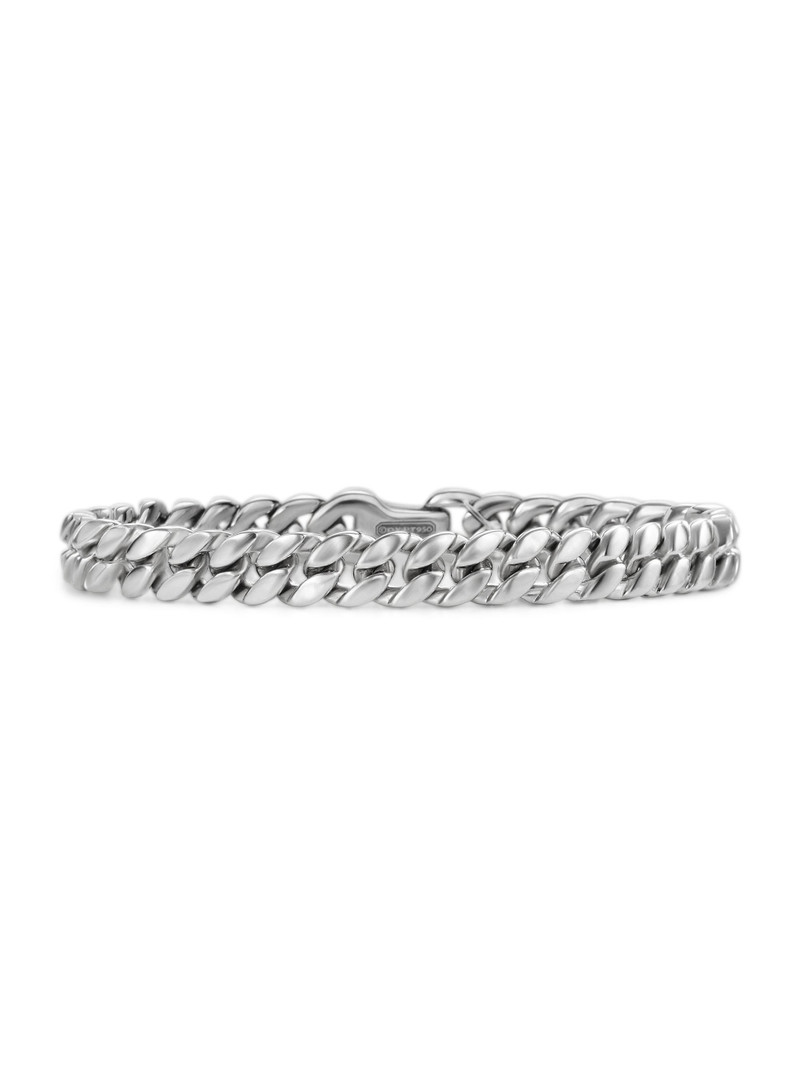 Men's Curb Chain Bracelet in Platinum, 8MM - Silver 1