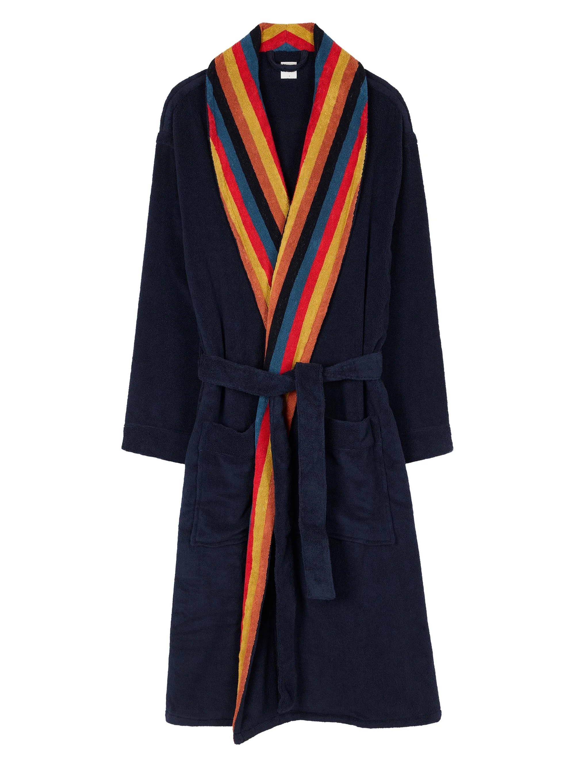 Men's Cotton Striped-Collar Dressing Gown - Multi - 1