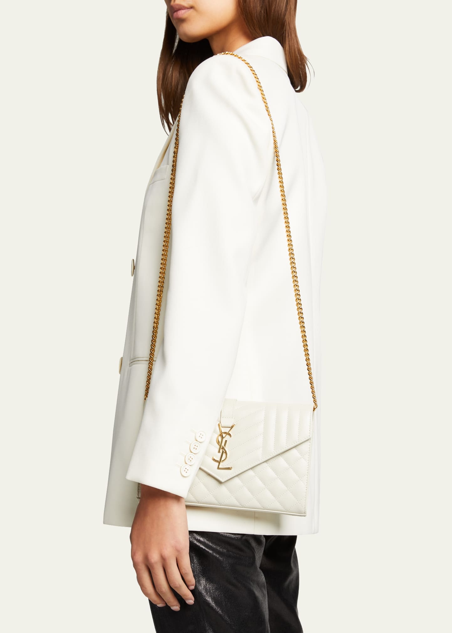 YSL Tri-Quilted Wallet on Chain - 2