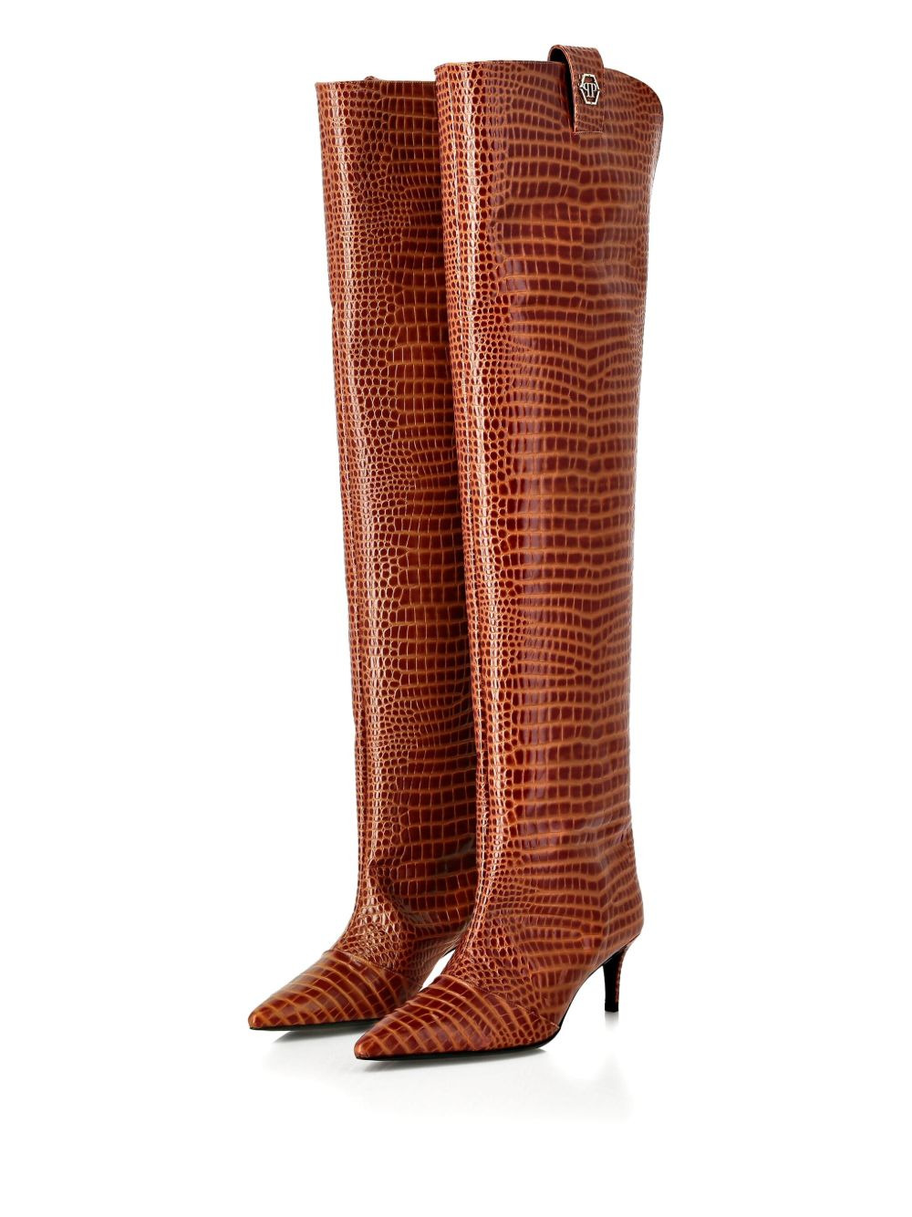 55mm crocodile-print over-the-knee boots - 2