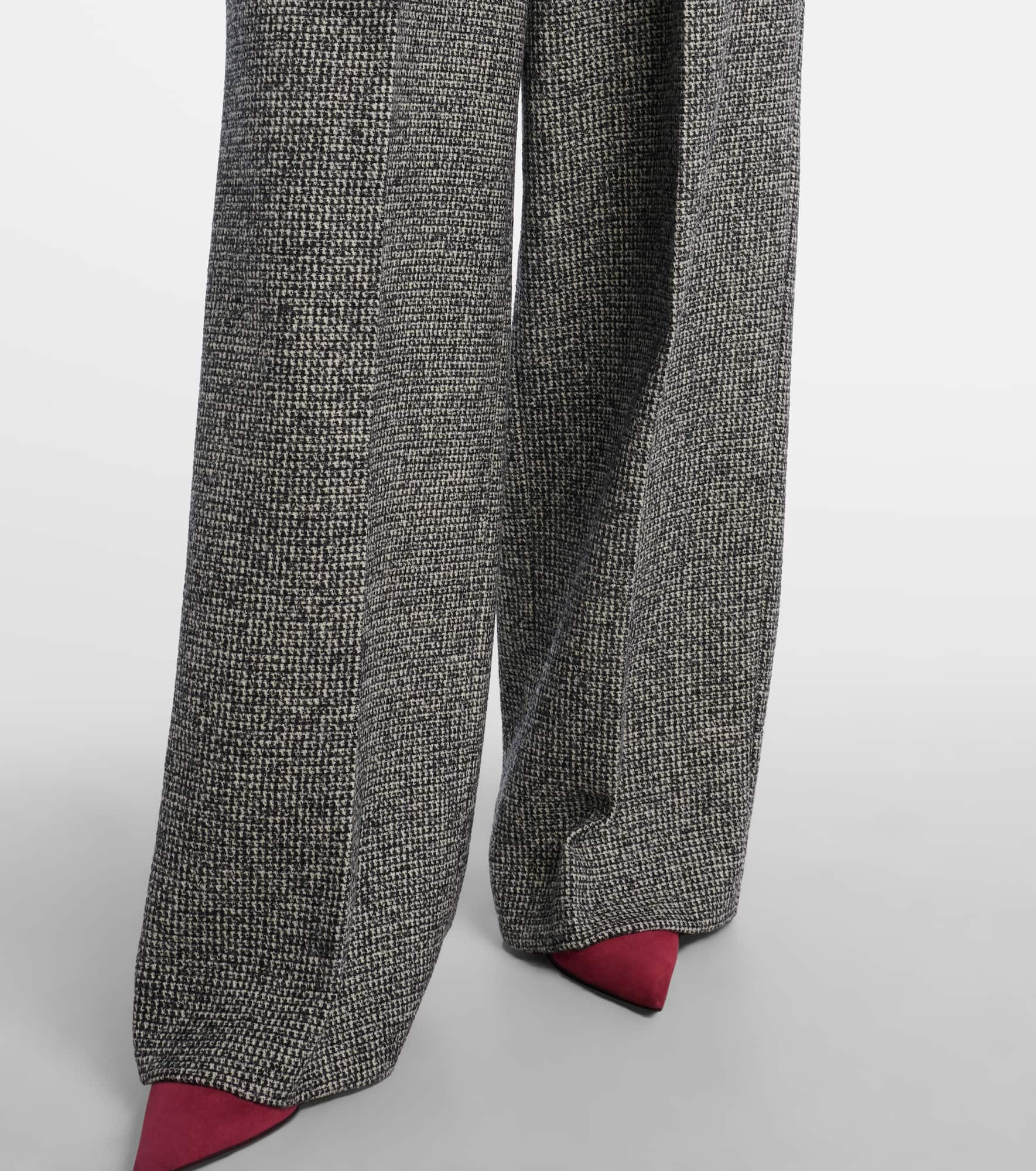 Pleated wool-blend wide-leg pants - 5