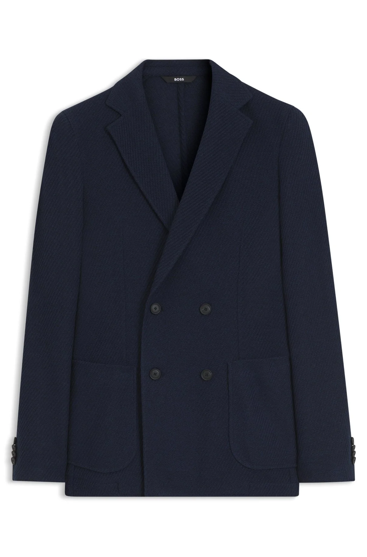 DOUBLE-BREASTED SLIM-FIT BLAZER IN PATTERNED COTTON - 1