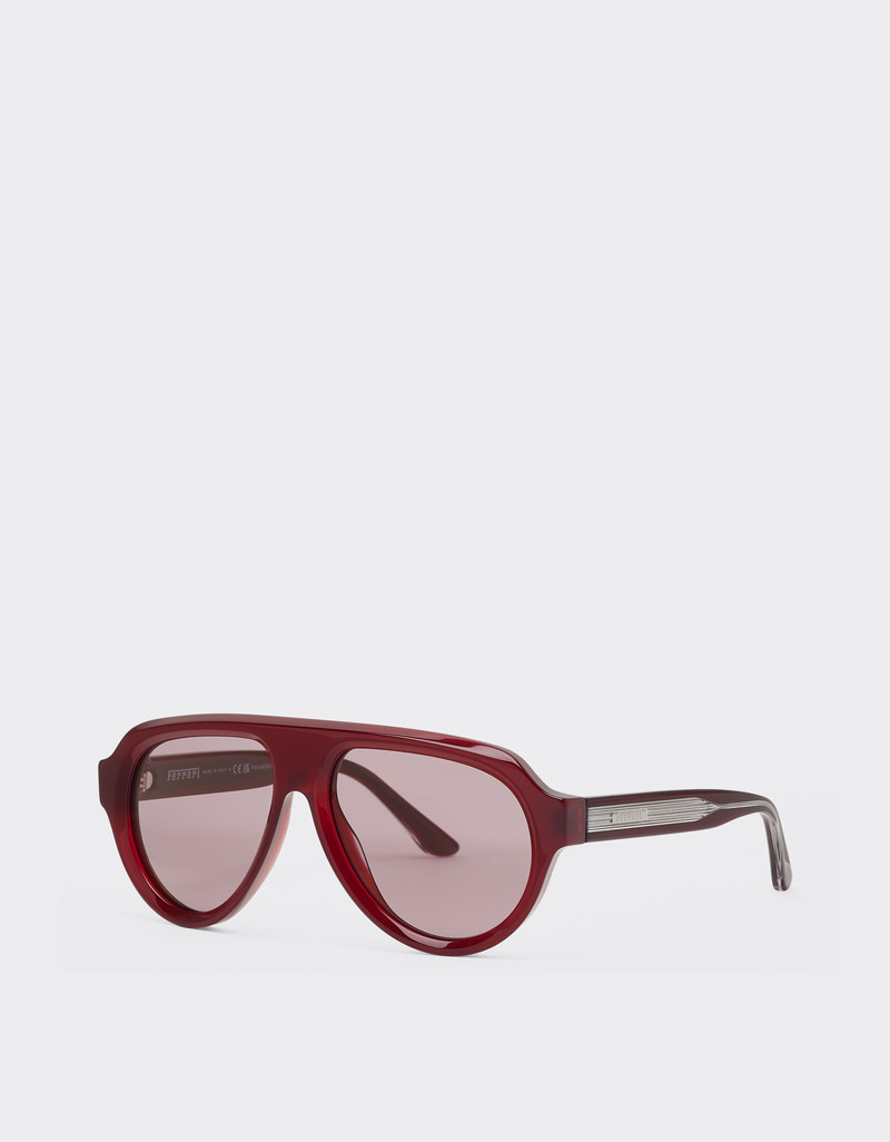 Ferrari sunglasses in opal red acetate with gold mirrored purple polarized lenses 4