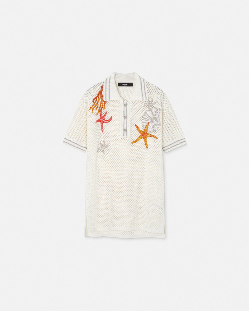 Crochet Knit Oversized Polo Shirt - 1