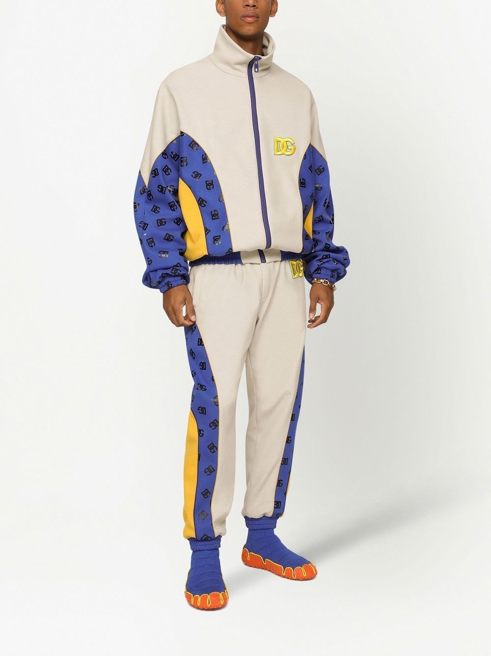 logo-patch knit sports jacket - 3