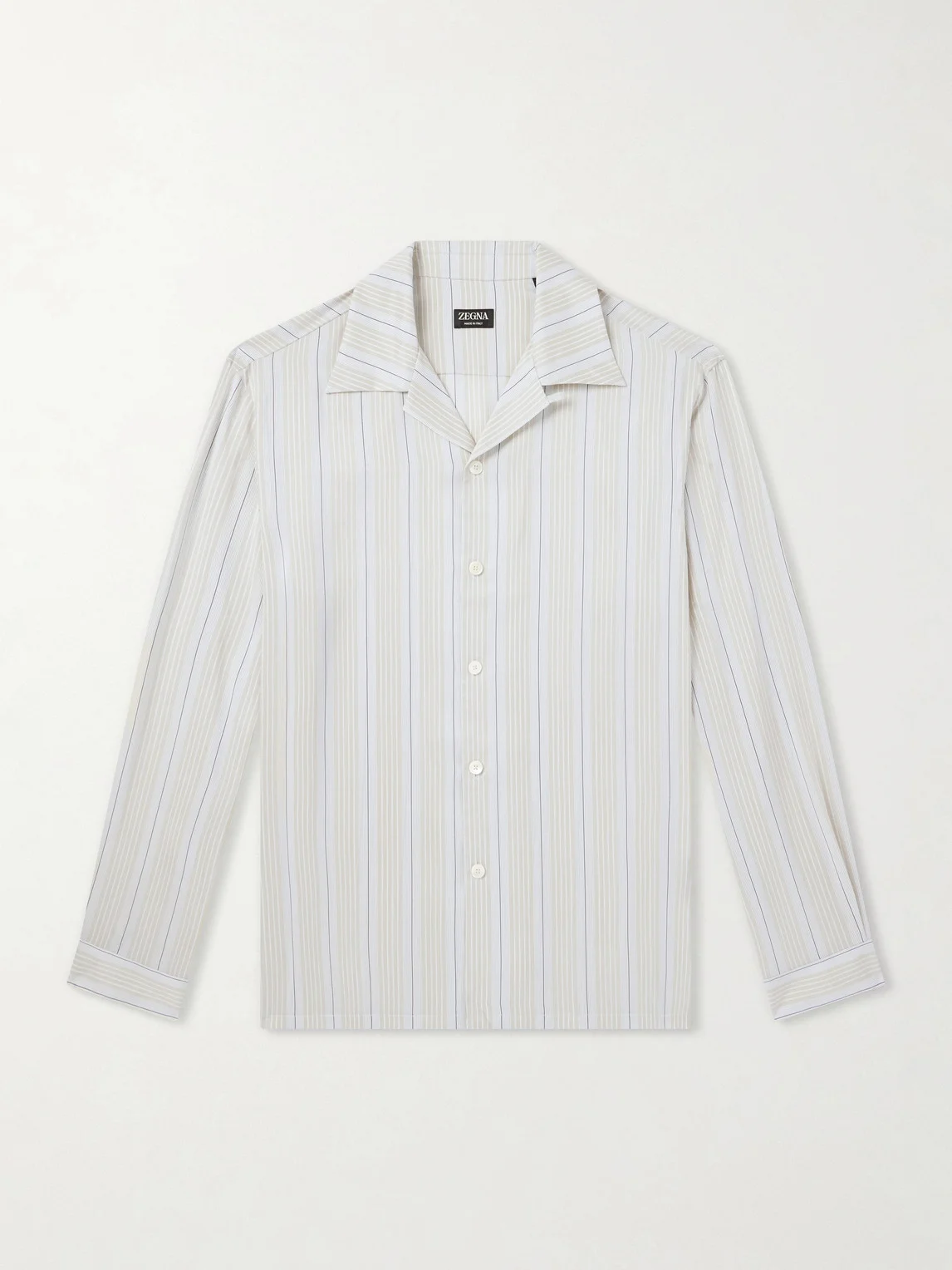 Striped Camp-Collar Silk Shirt - 1