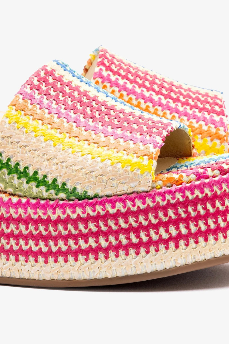 Alex Flatform Mule In Rainbow Raffia 4