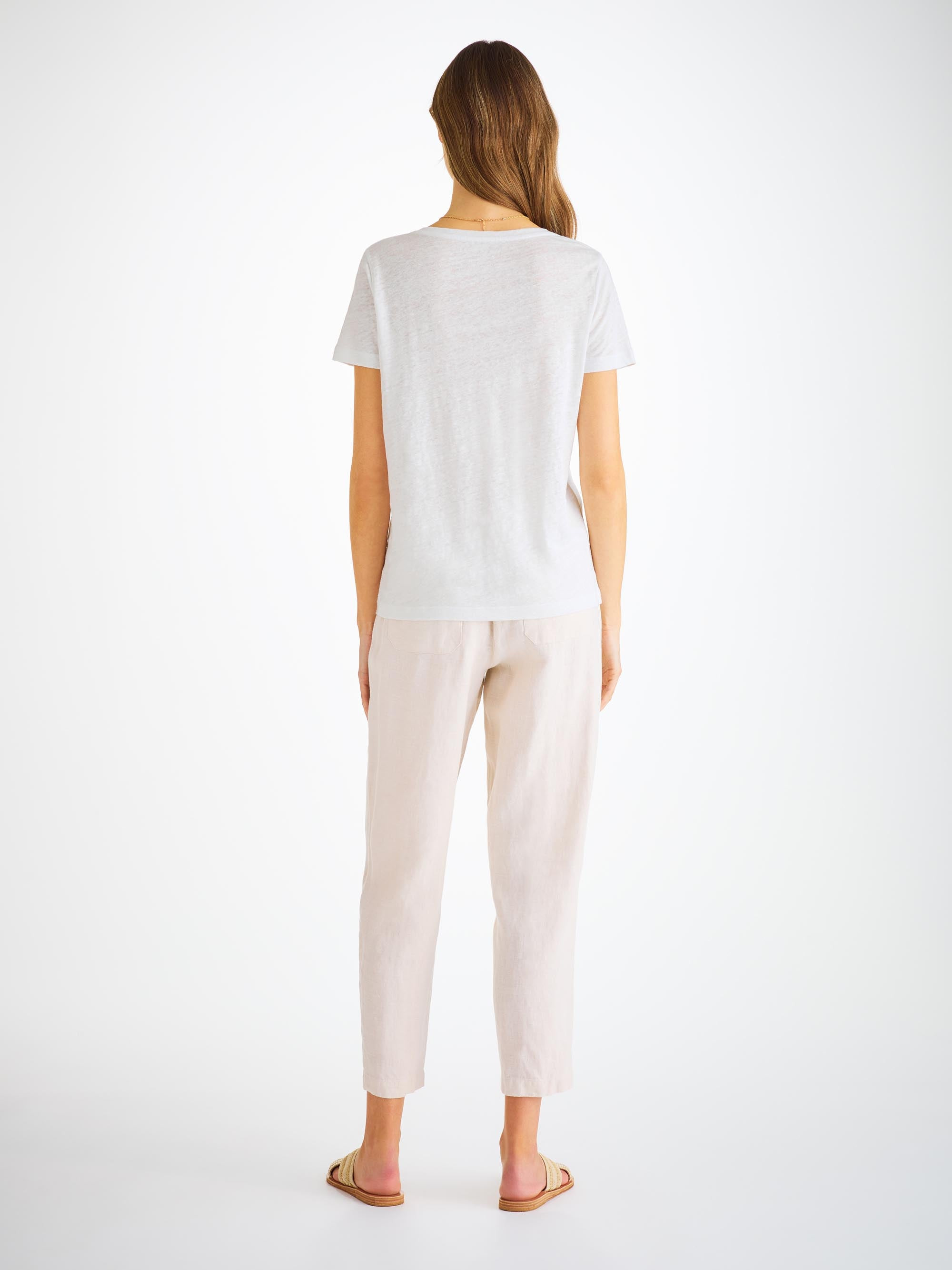 Women's V-Neck T-Shirt Jordan Linen White - 4