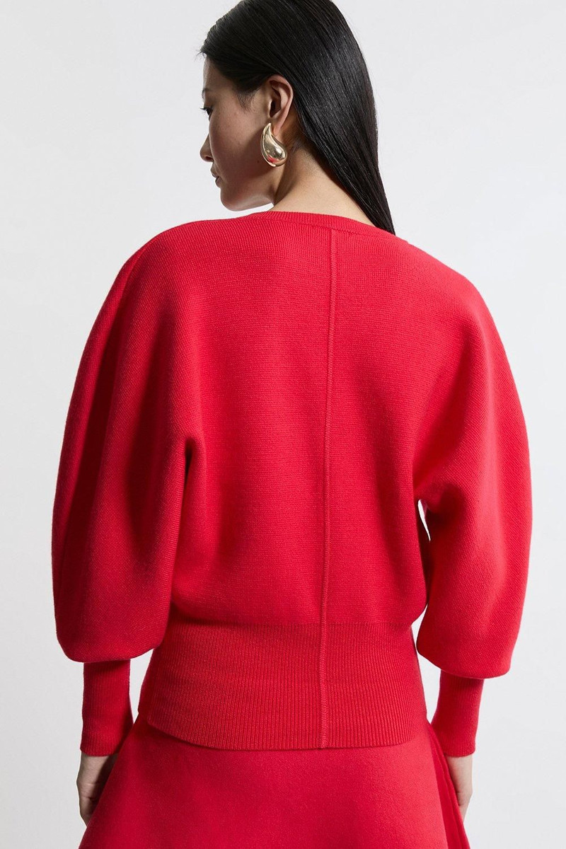 Compact Wool Look V Neck Batwing Knit Jumper 5