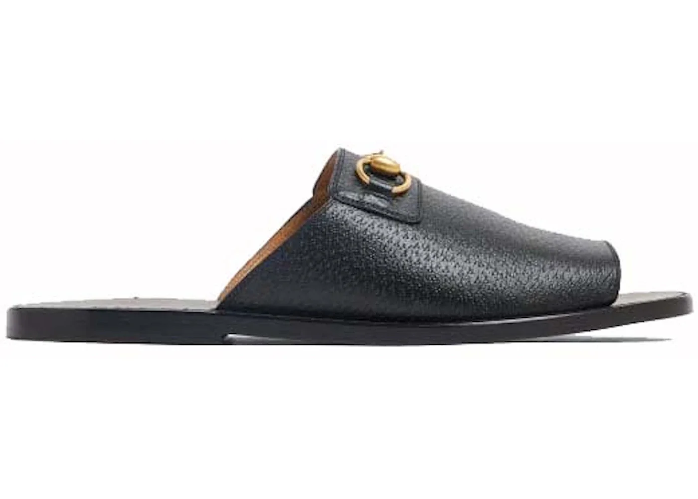 Gucci Horsebit Leather Flat Slides Black - 1